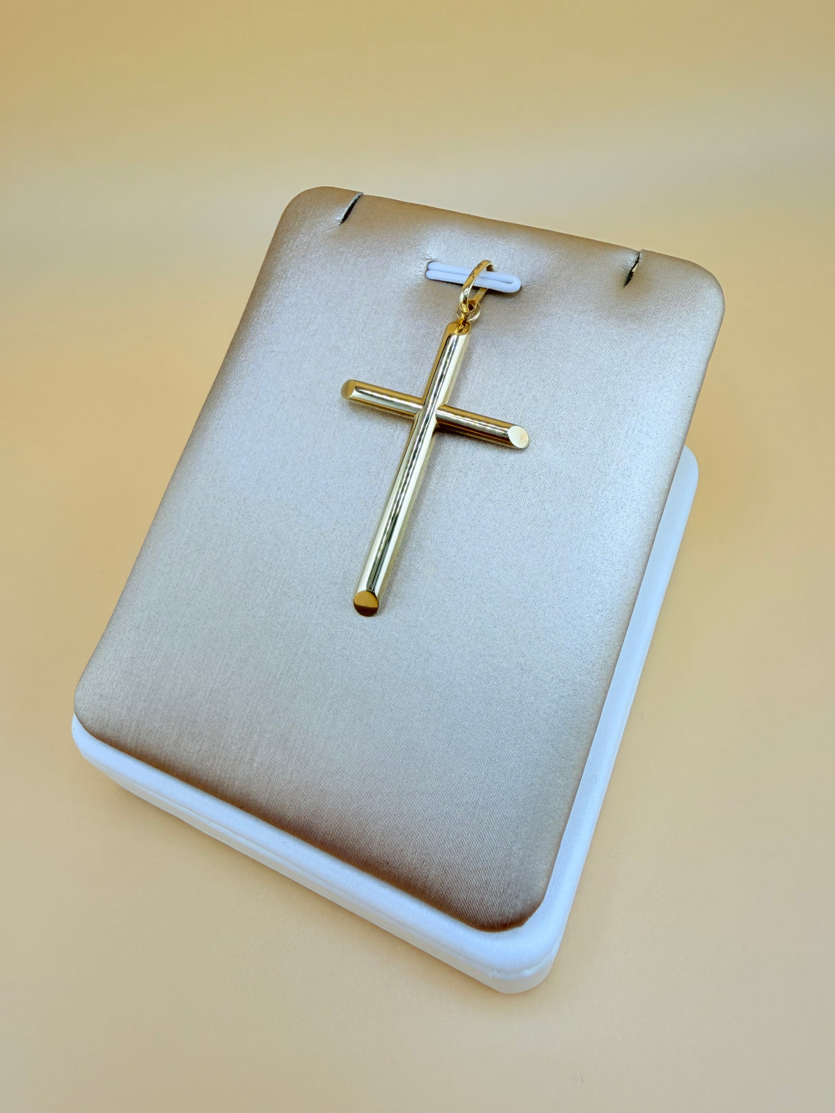 10K Large Semi-Solid Gold Cross Pendant, Fits Chains Up to 4.5mm Thick. ch