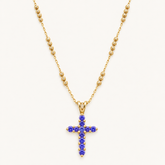 14kt Solid Gold Chain with Cross Pendant, 18” Long. n