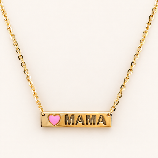 14K Solid Gold Chain with “MOM” Pendant, Adjustable 16”–18” Length, 0.6mm Thick. n