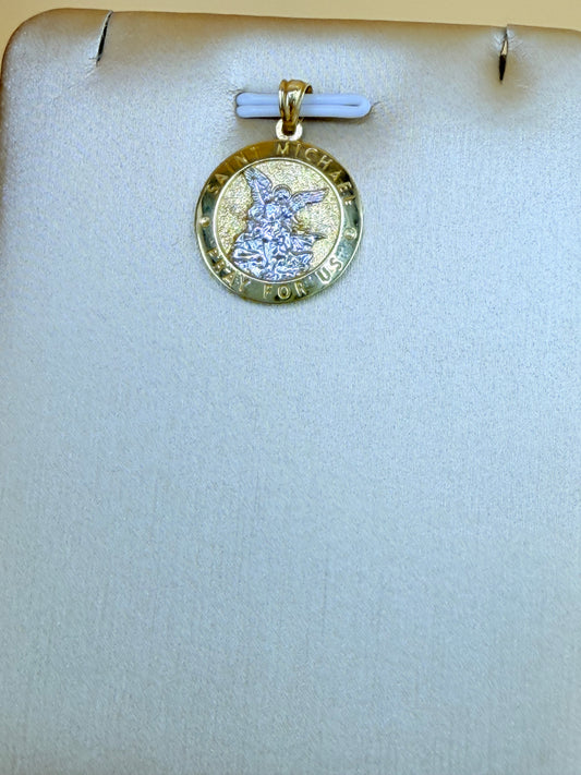 10K Solid Gold St. Michael the Archangel Medal, Fits Chains Up to 3mm Thick. ch