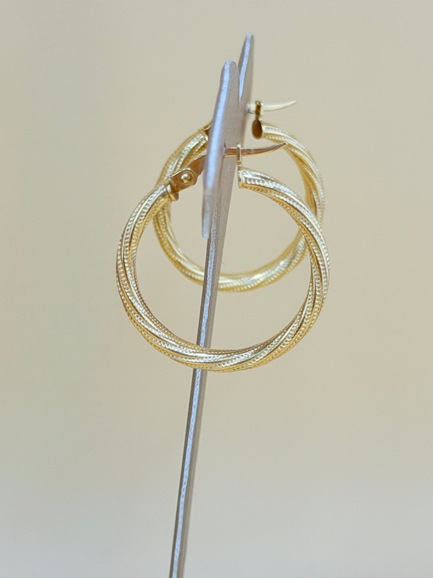 14kt Semi-Solid Gold Hoops Earrings. e
