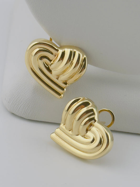 Heart Earrings, Omega style 14kt. e50