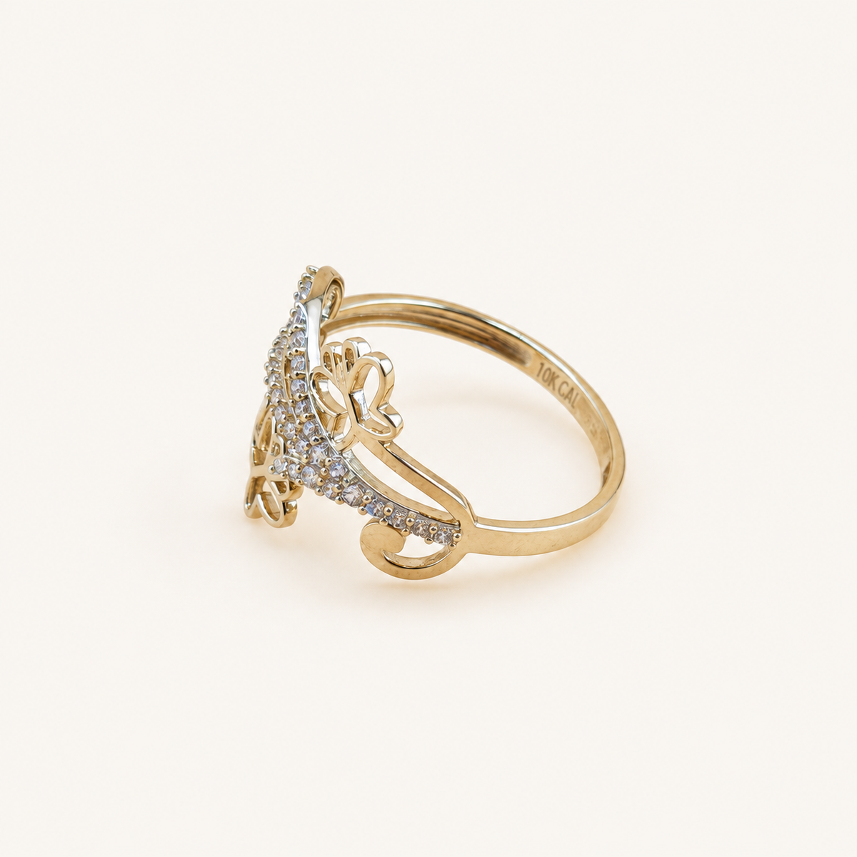 10K Gold Butterfly CZ Ring – Size 7
