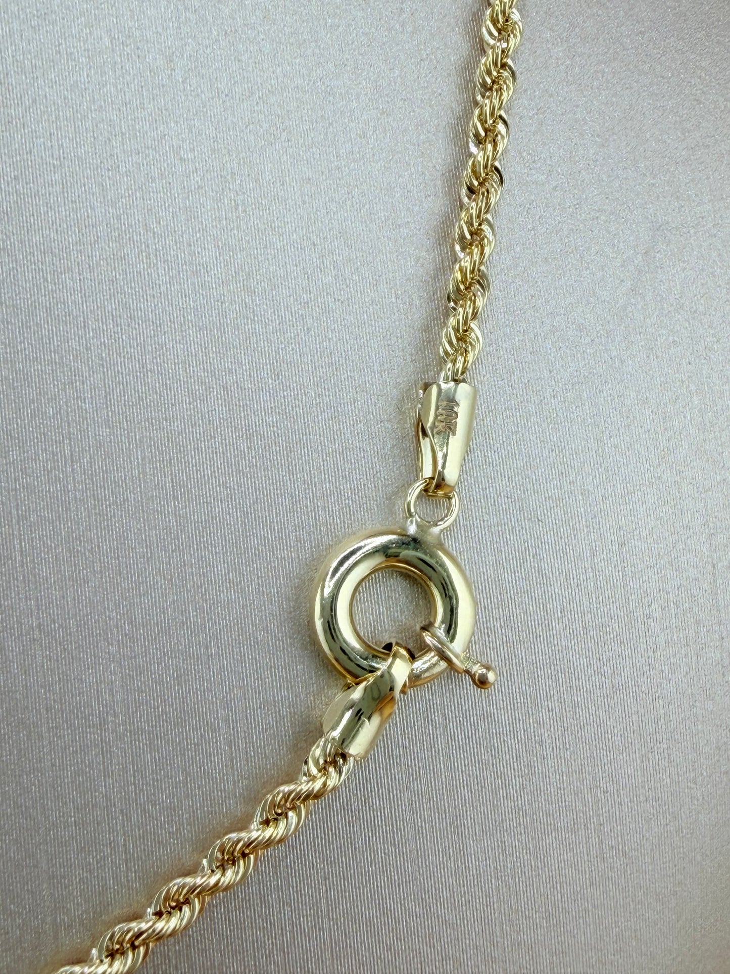10K Solid Gold Semi-Solid Chain, 16” – 2mm Links, 4.9mm Beads
