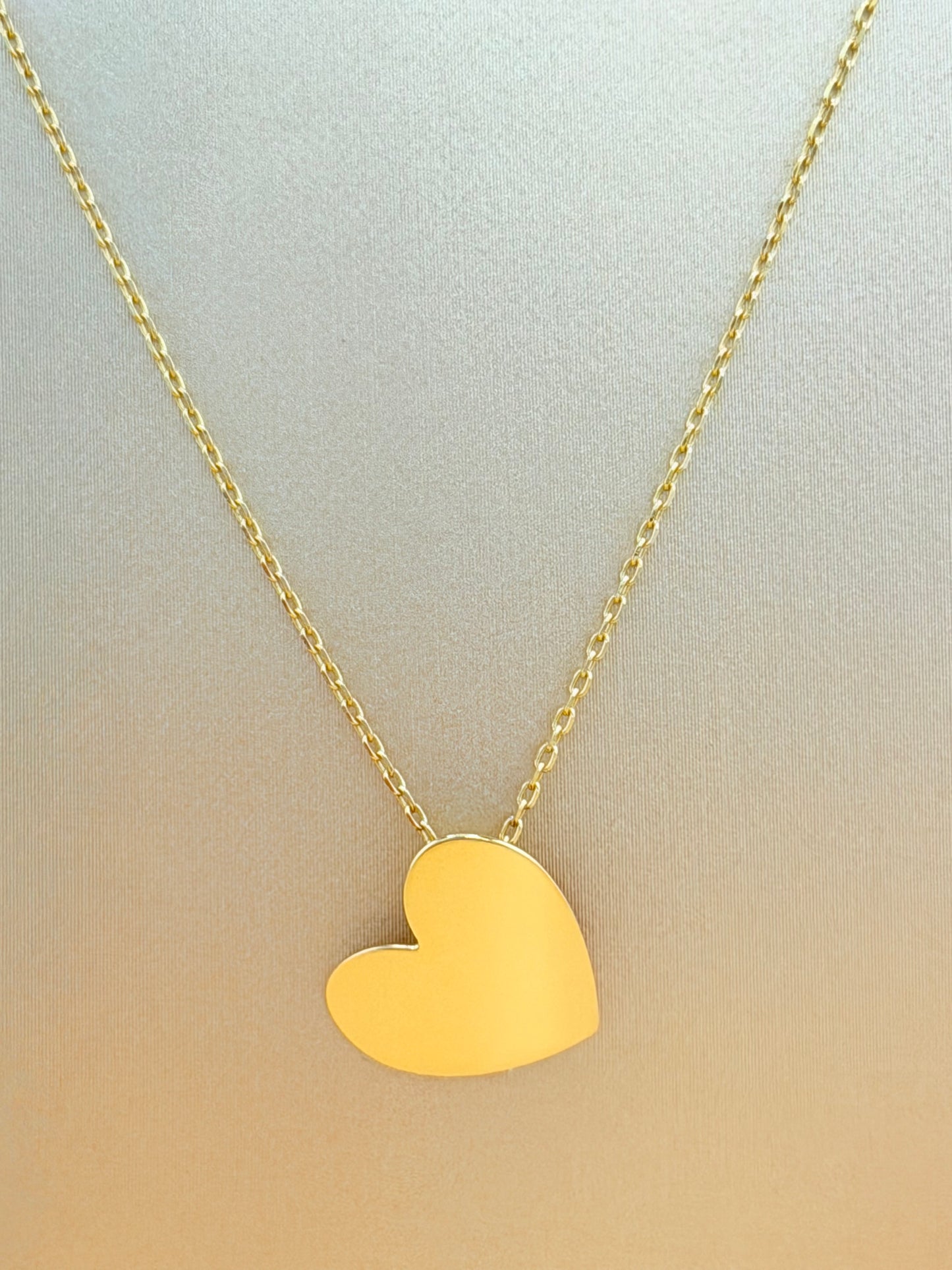 14kt Solid Gold Chain with Heart Pendant, Size 16”–18”. n