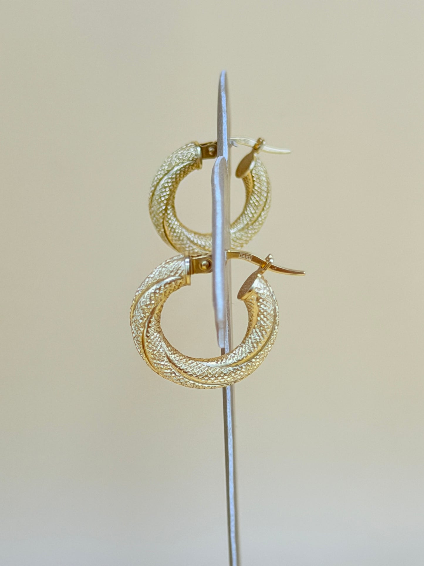14kt Semi-Solid Gold Hoops Earrings. e