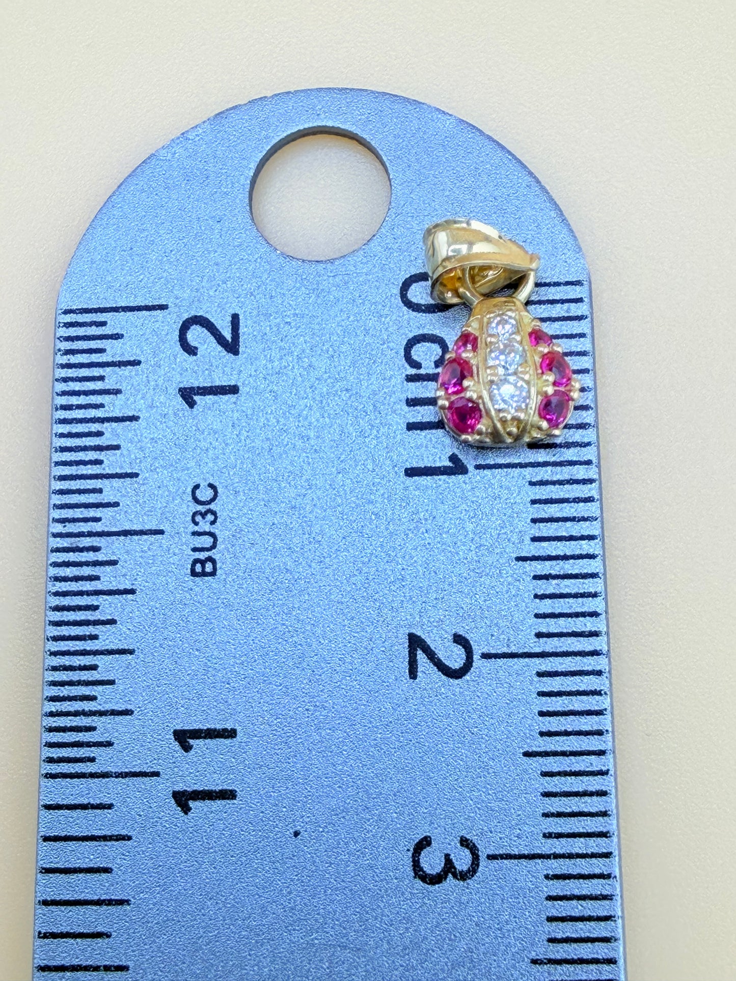 10K Small Gold Ladybug Pendant, Fits Chains Up to 3mm Thick. ch