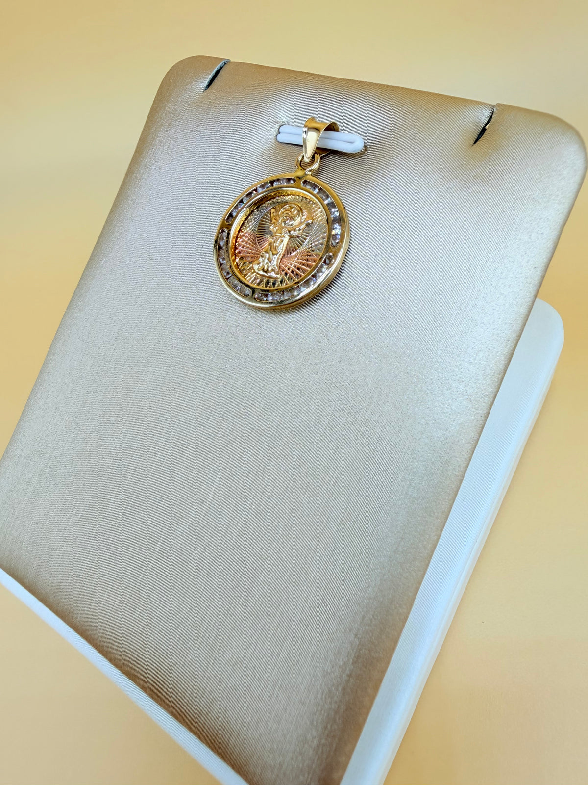 14K Gold Divine Child Medal Pendant, Fits Chains Up to 3mm Wide. ch