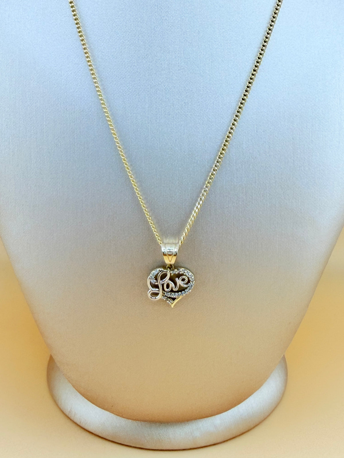10K Gold Chain with Pendant, 16” Semi-Solid Chain, 1.7mm Thick. n