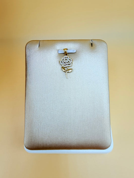 10K Gold Rose Pendant, Fits Chains Up to 3mm Thick. ch