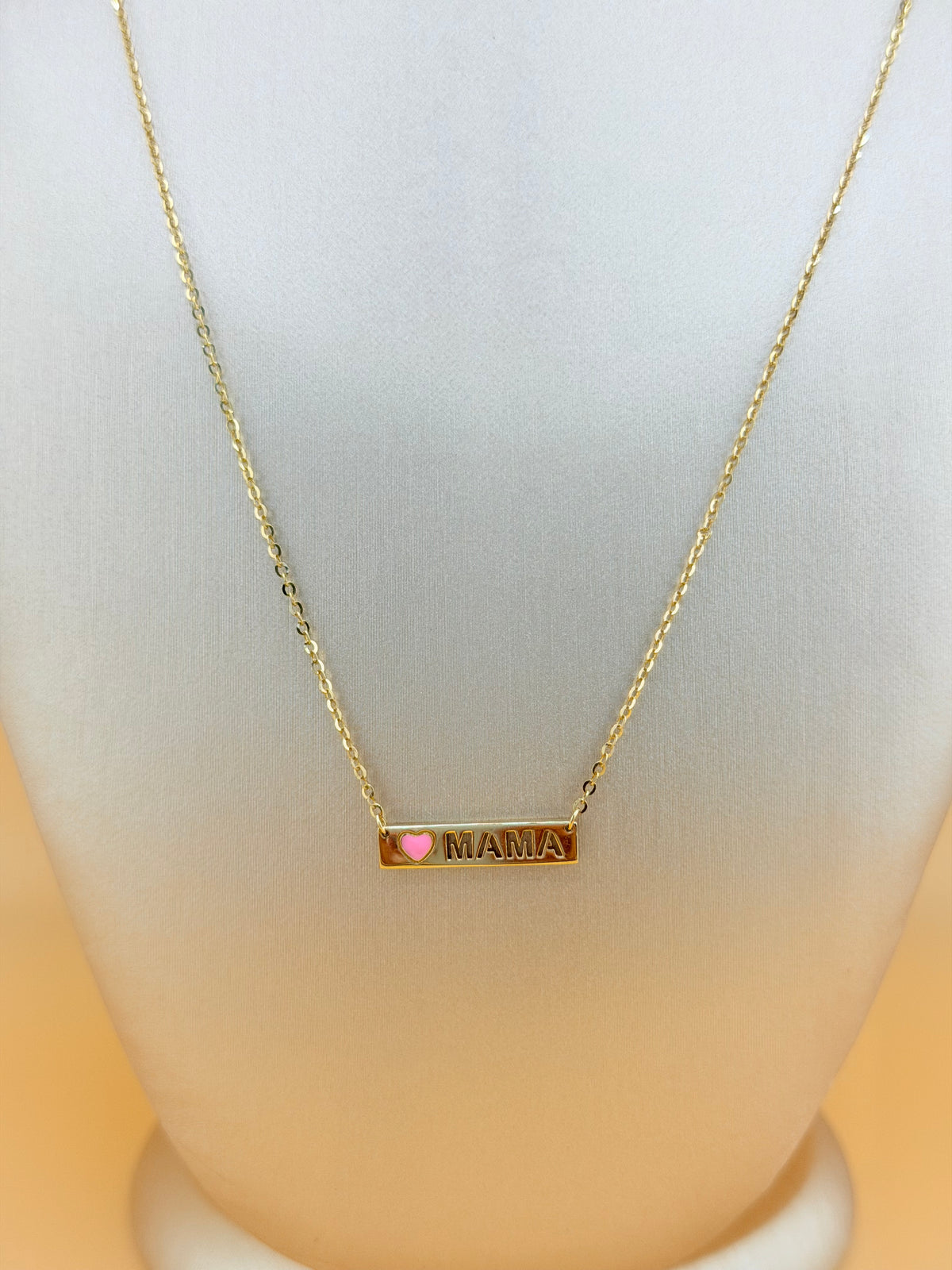 14K Solid Gold Chain with “MOM” Pendant, Adjustable 16”–18” Length, 0.6mm Thick. n