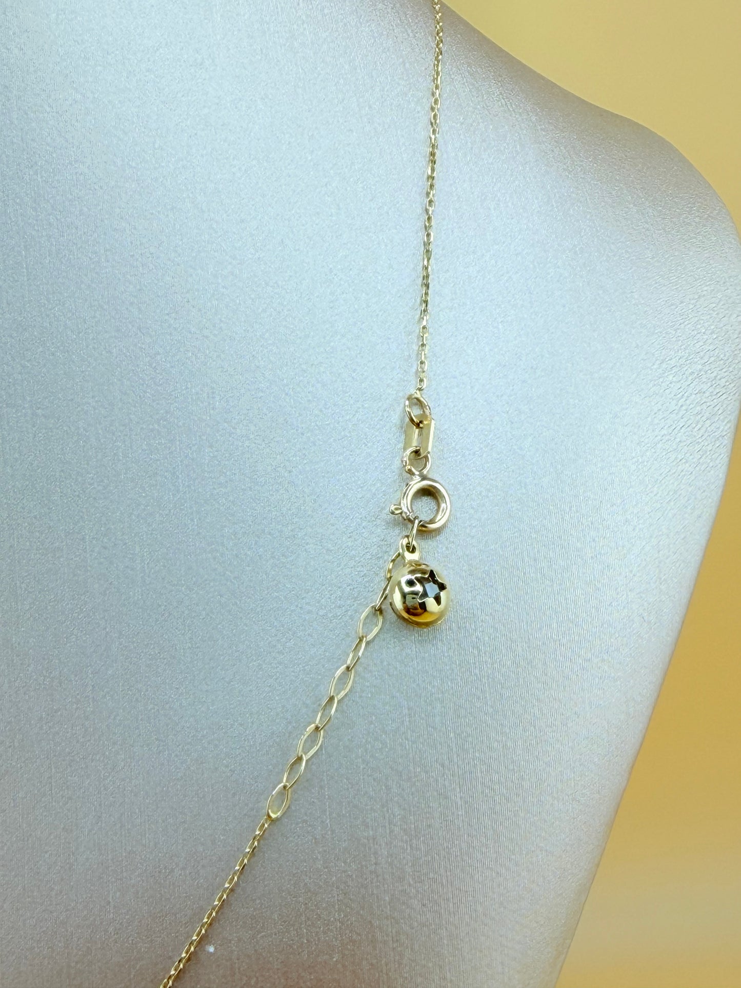 14kt Solid Gold Chain with Heart Pendant, Adjustable 16”–18” Length, 0.6mm Thick. n