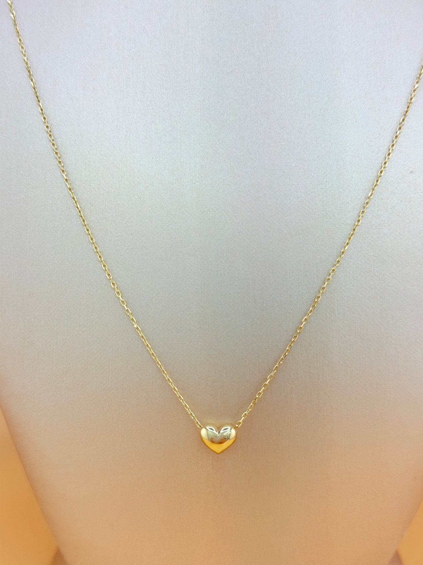 14kt Solid Gold Chain with Heart Pendant, Size 16”–18”. n