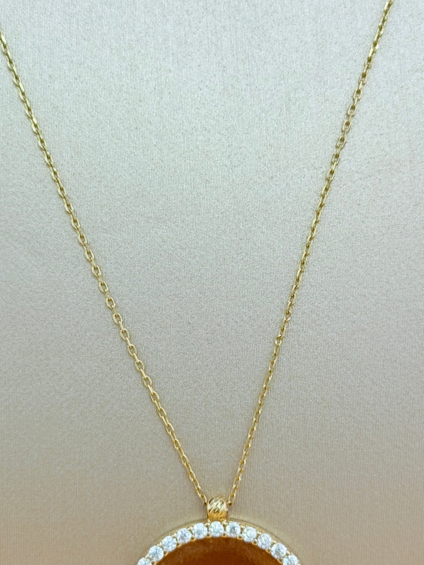 14K Solid Gold Chain with Customizable Photo Medal Pendant, 17” Long. n