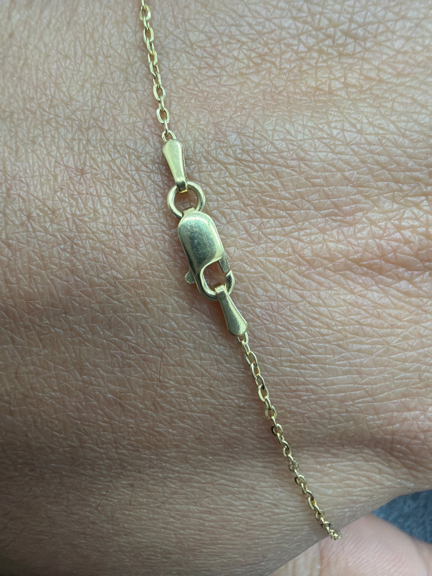 10K Solid Gold Chain with Pendant, 16” Long, 1mm Wide. n
