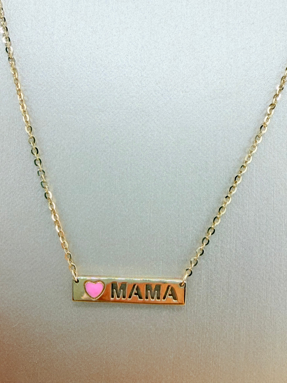 14K Solid Gold Chain with “MOM” Pendant, Adjustable 16”–18” Length, 0.6mm Thick. n
