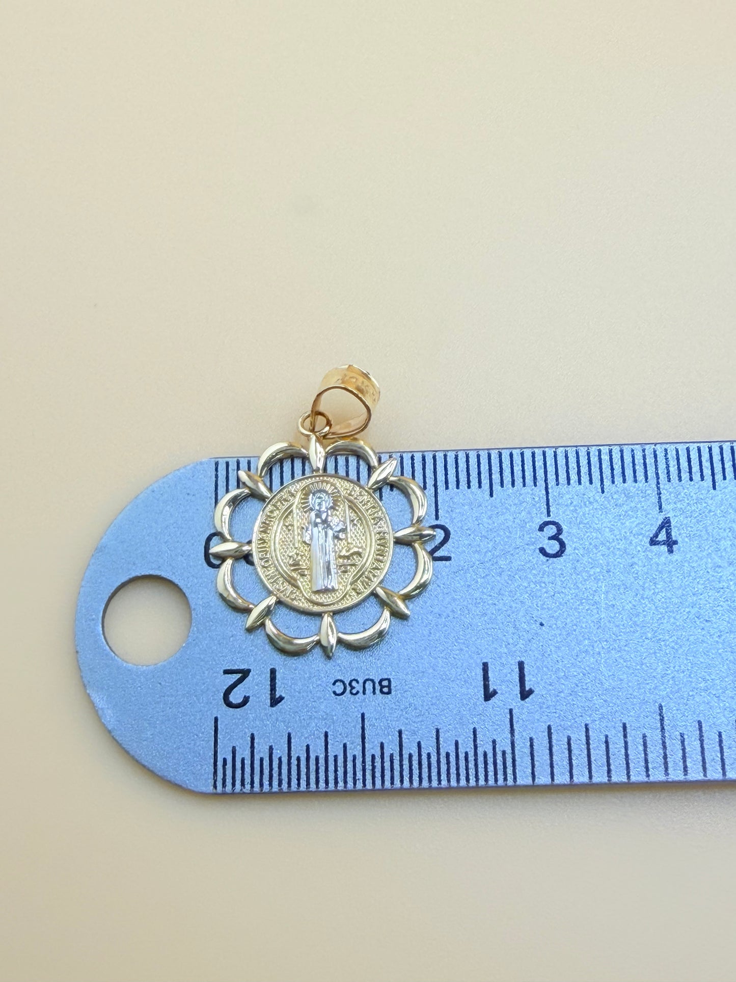 14K Gold St. Benedict Medal, Fits Chains Up to 4mm Thick. ch