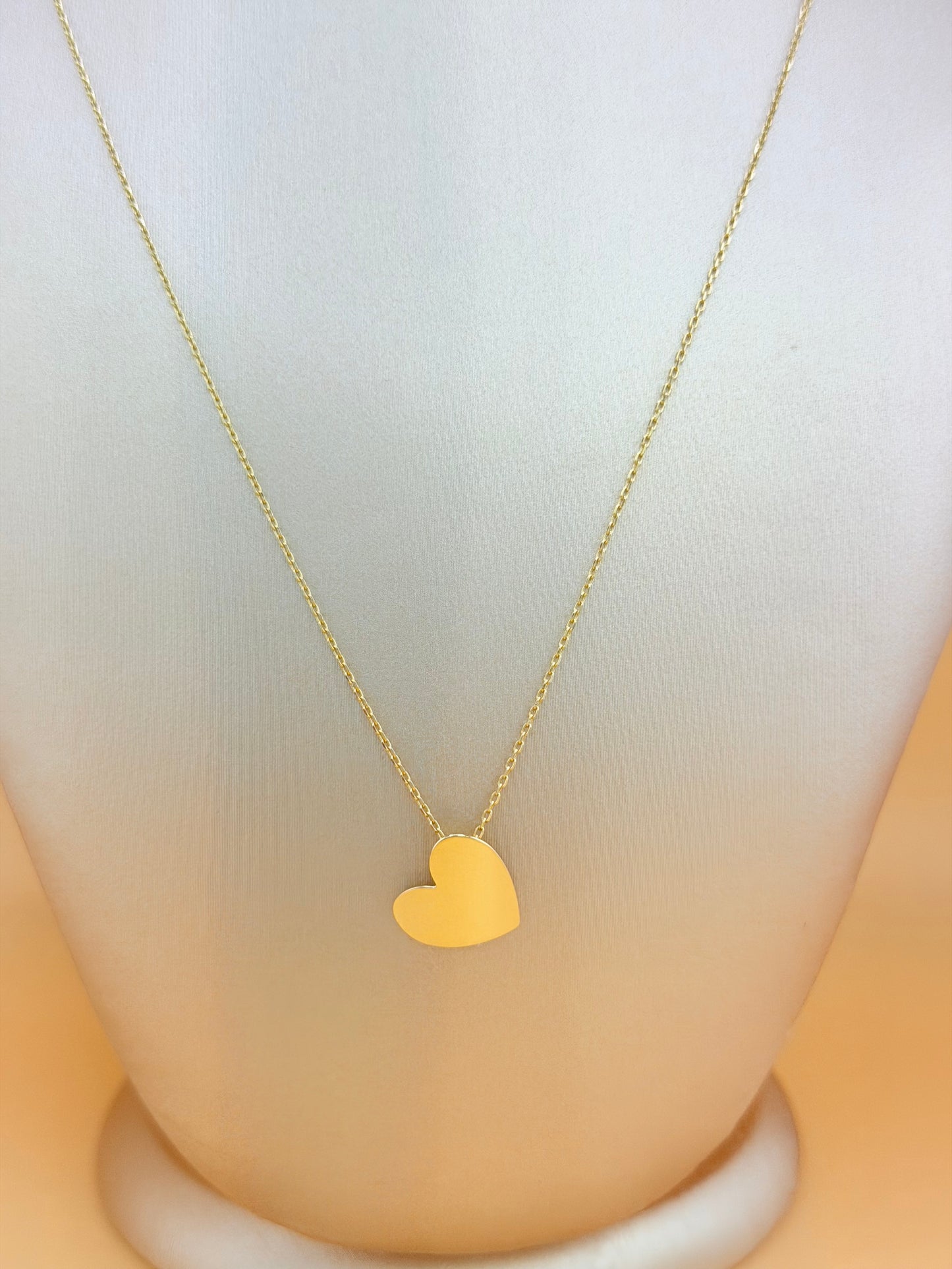 14kt Solid Gold Chain with Heart Pendant, Size 16”–18”. n