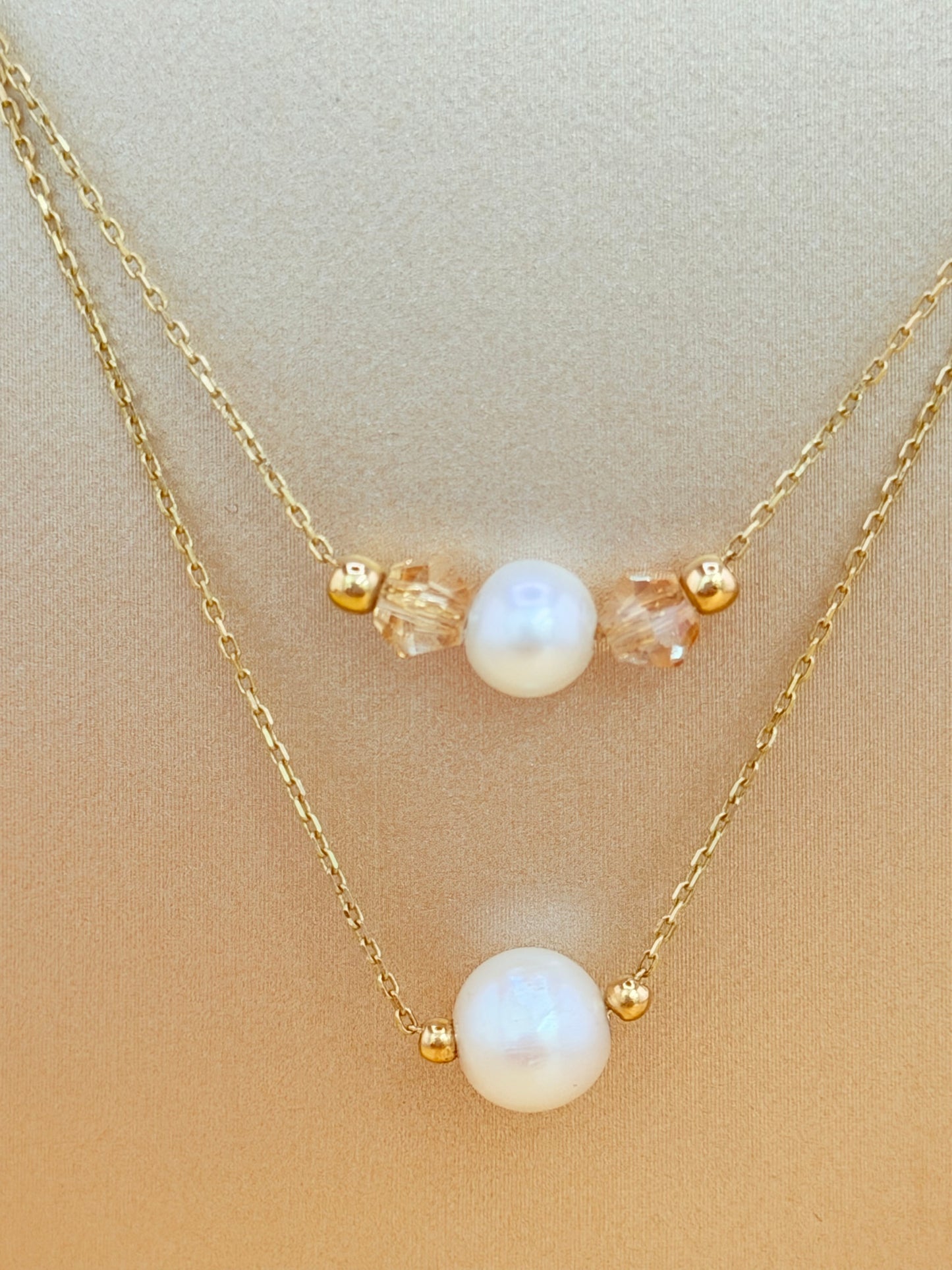 14K Solid Gold Choker Necklace, Adjustable 16”–18” Length. n