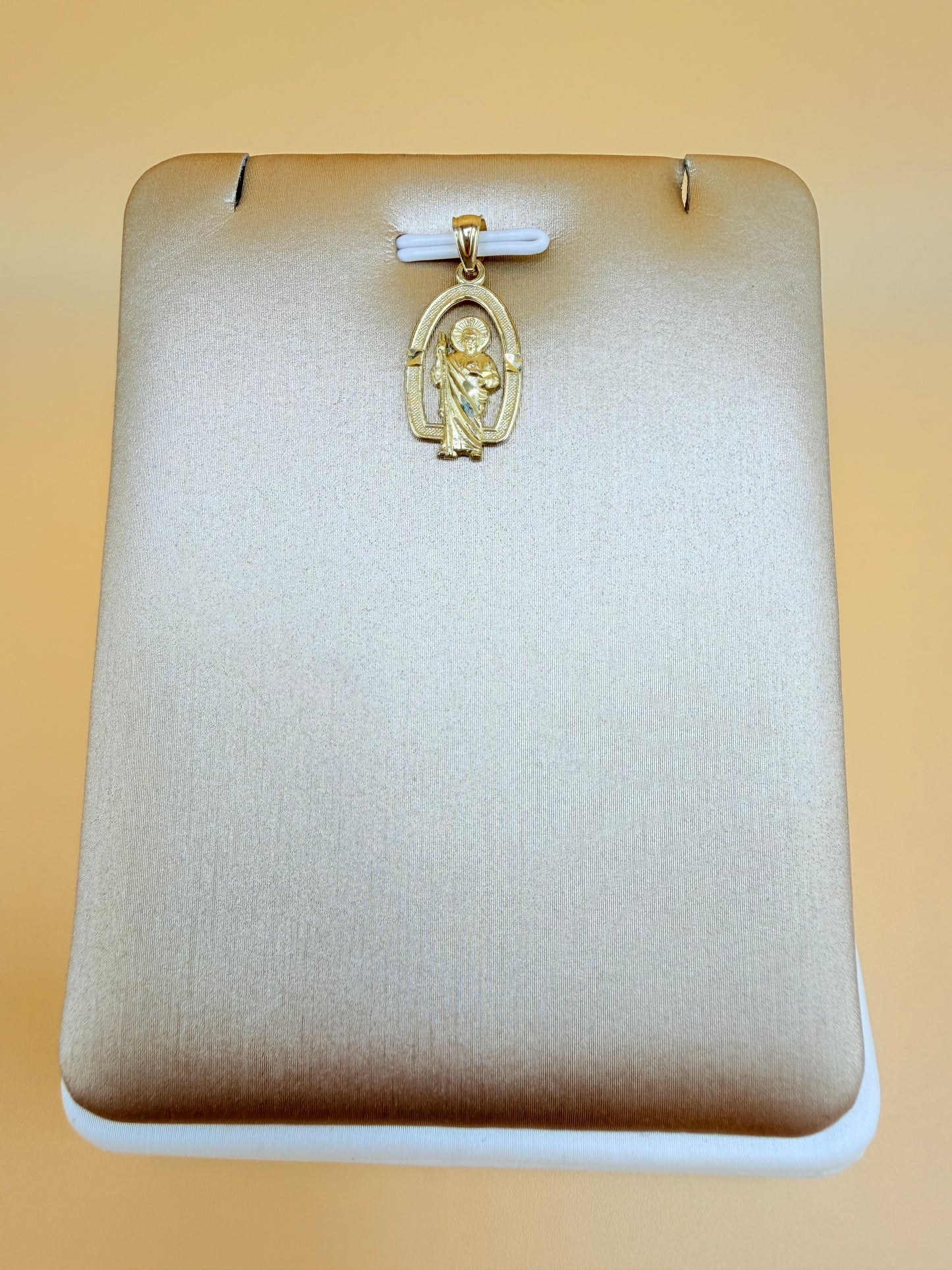 10K Small St. Jude Gold Pendant, Fits Chains Up to 3mm Thick. ch
