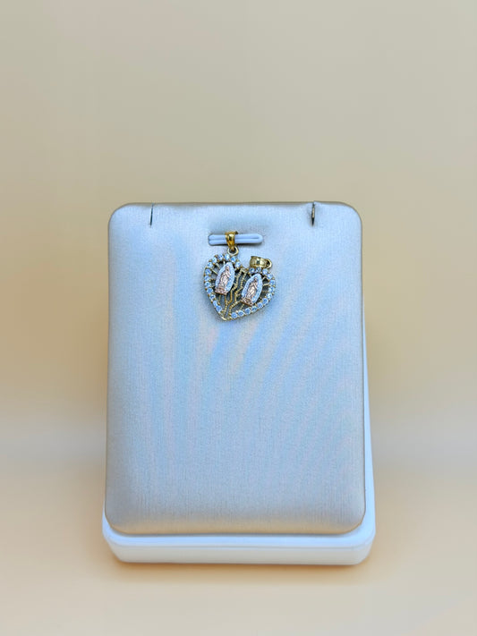 10K Gold Couples’ Split Pendant, Fits Chains Up to 3mm Wide. ch