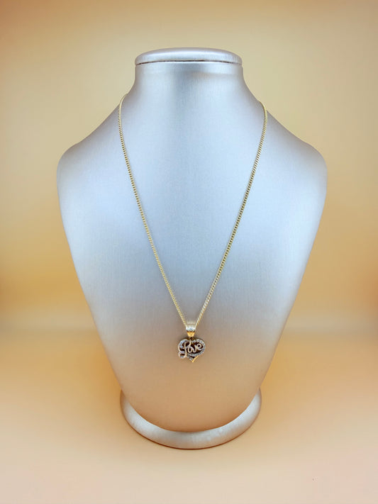 10K Gold Chain with Pendant, 16” Semi-Solid Chain, 1.7mm Thick. n
