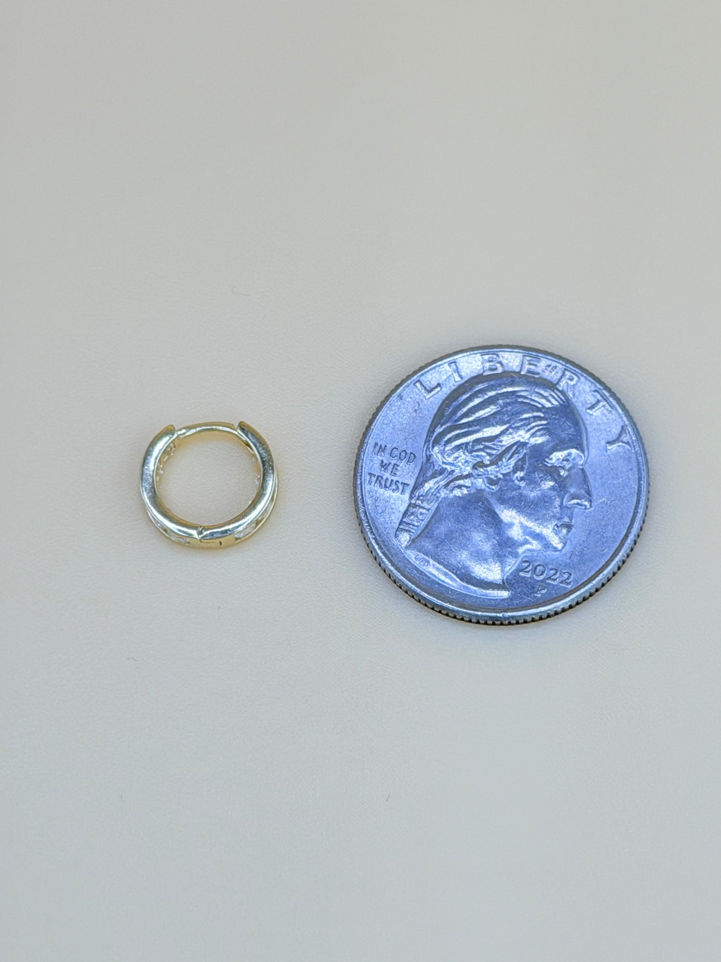 14kt Gold Small Hoop Earrings with Stones, 1.1 cm in Diameter. e