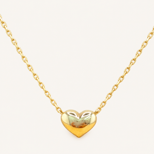 14kt Solid Gold Chain with Heart Pendant, Size 16”–18”. n