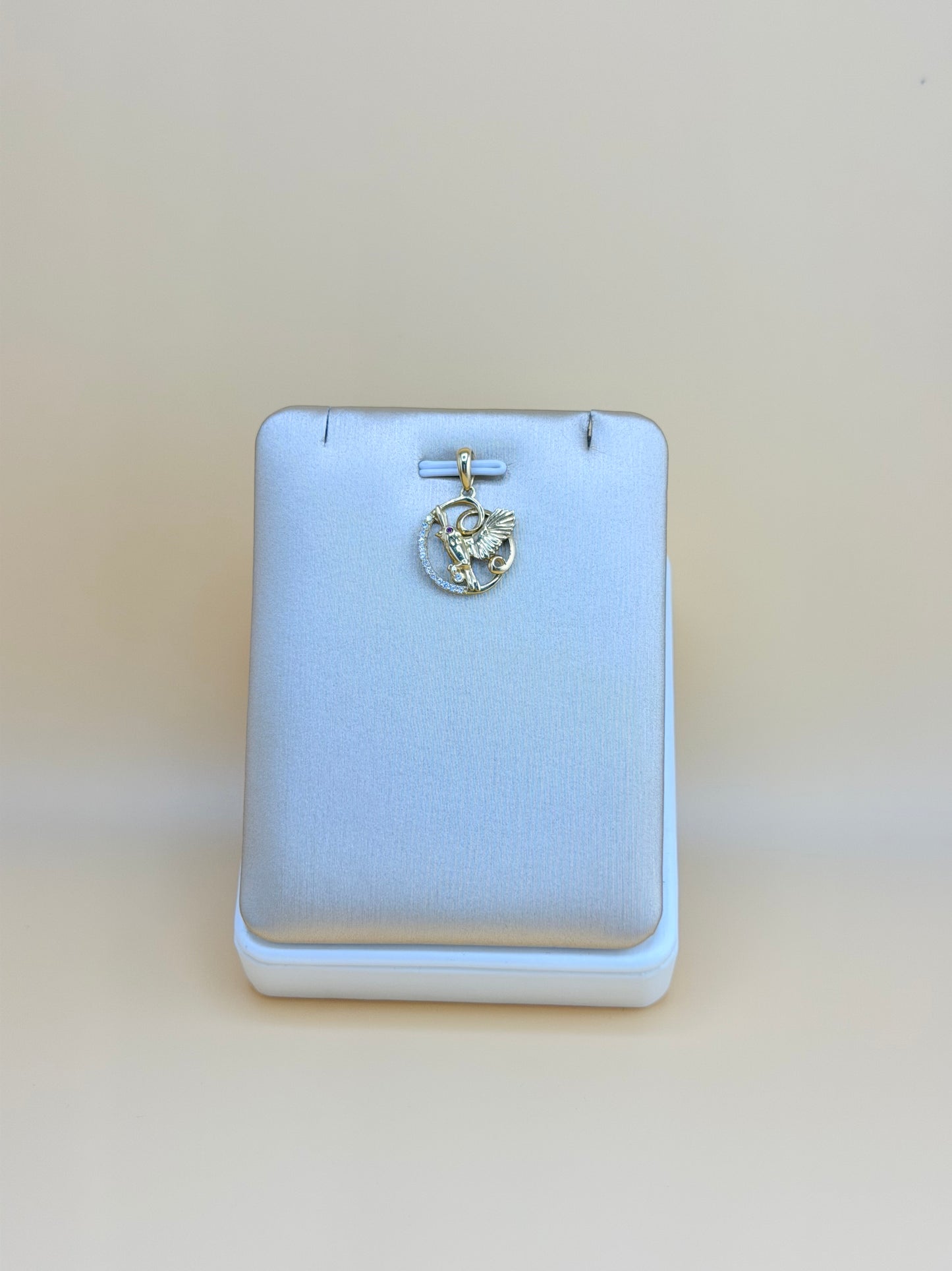 14K Gold Bird Pendant, Fits Chains Up to 3mm Thick. ch