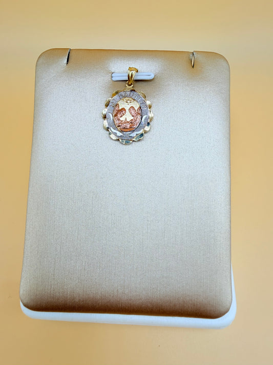 10K Solid Gold Baptism Medal, Fits Chains Up to 3mm Thick. ch