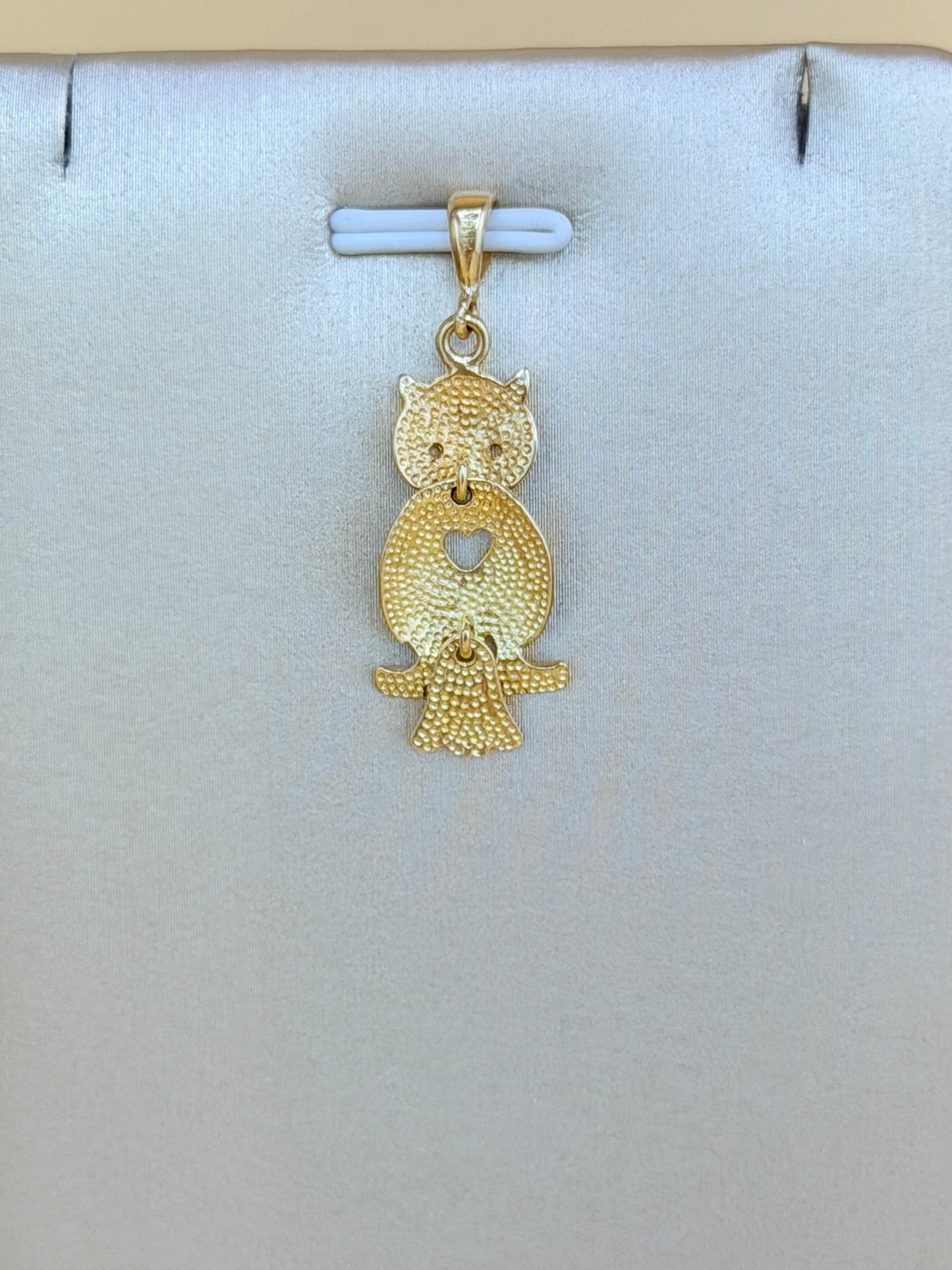 14K Gold Owl Pendant, Fits Chains Up to 2mm Thick. ch