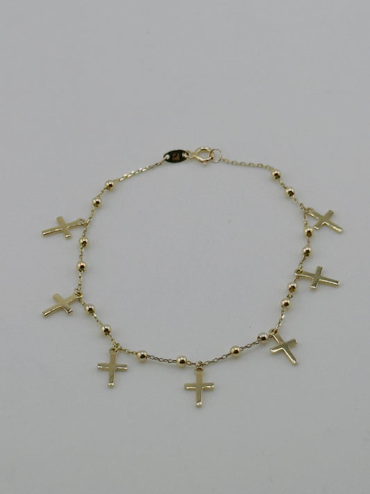 Cross Bracelet 14kt, size 7.5''