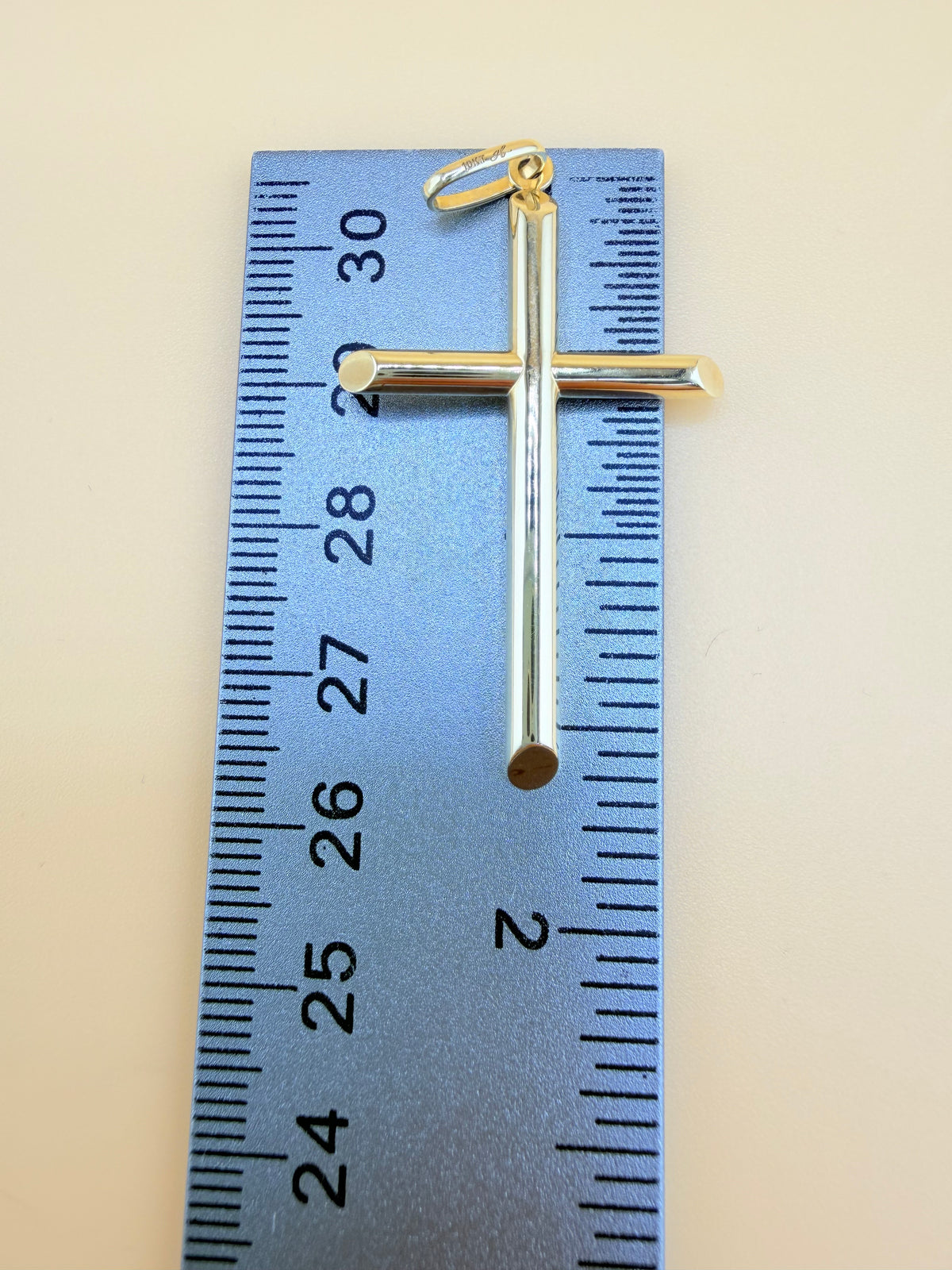 10K Large Semi-Solid Gold Cross Pendant, Fits Chains Up to 4.5mm Thick. ch