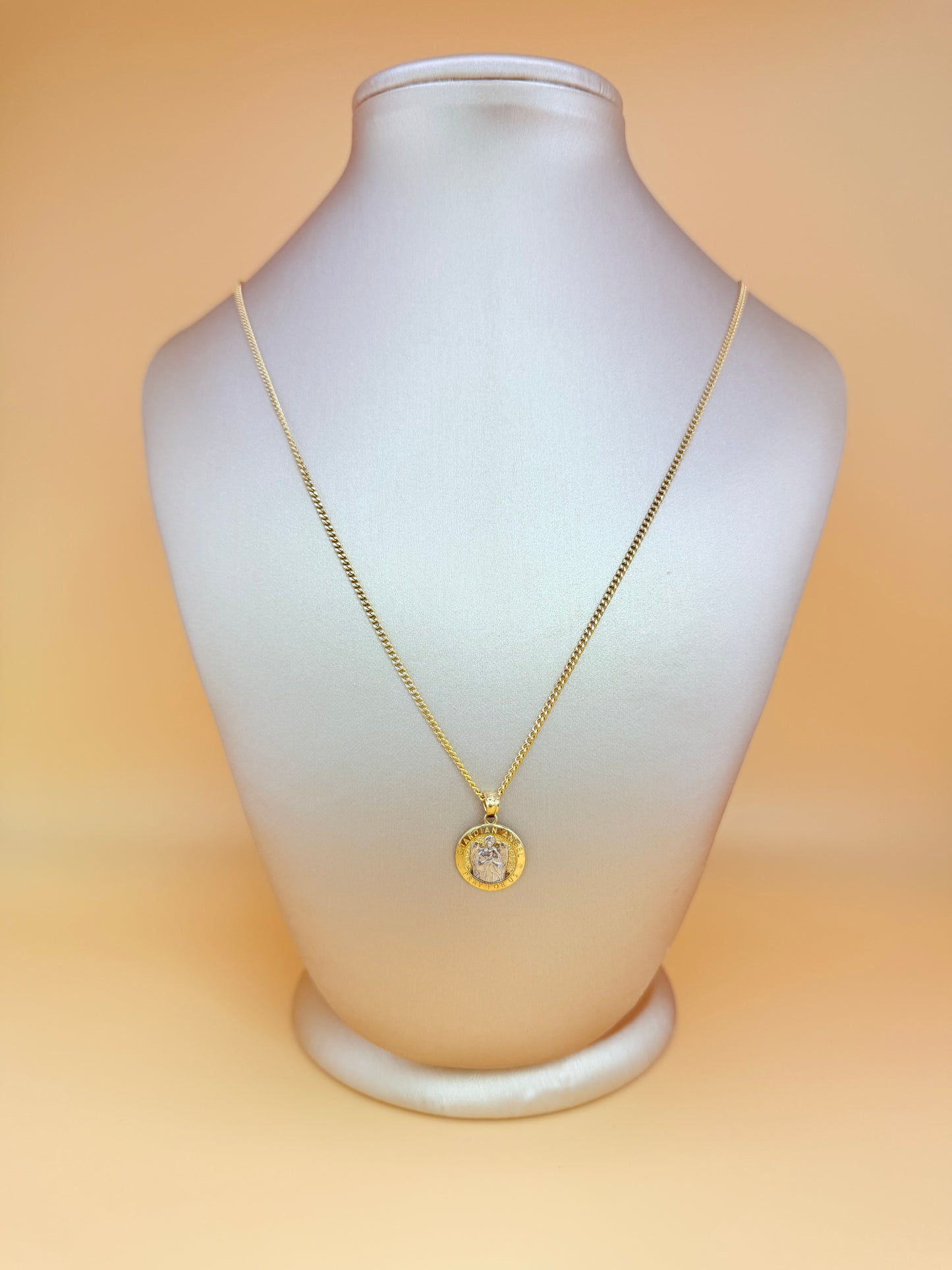 10K Two-Tone Semi-Solid Gold Chain with Pendant, 20” Long, 1.7mm Thick.n