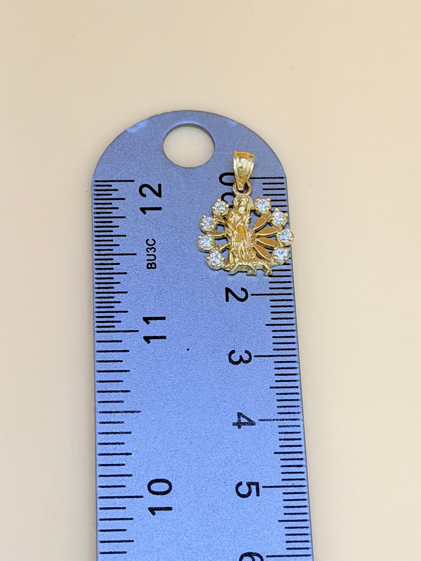 10K Gold Saint Lazarus Pendant, Fits Chains Up to 2mm Thick.