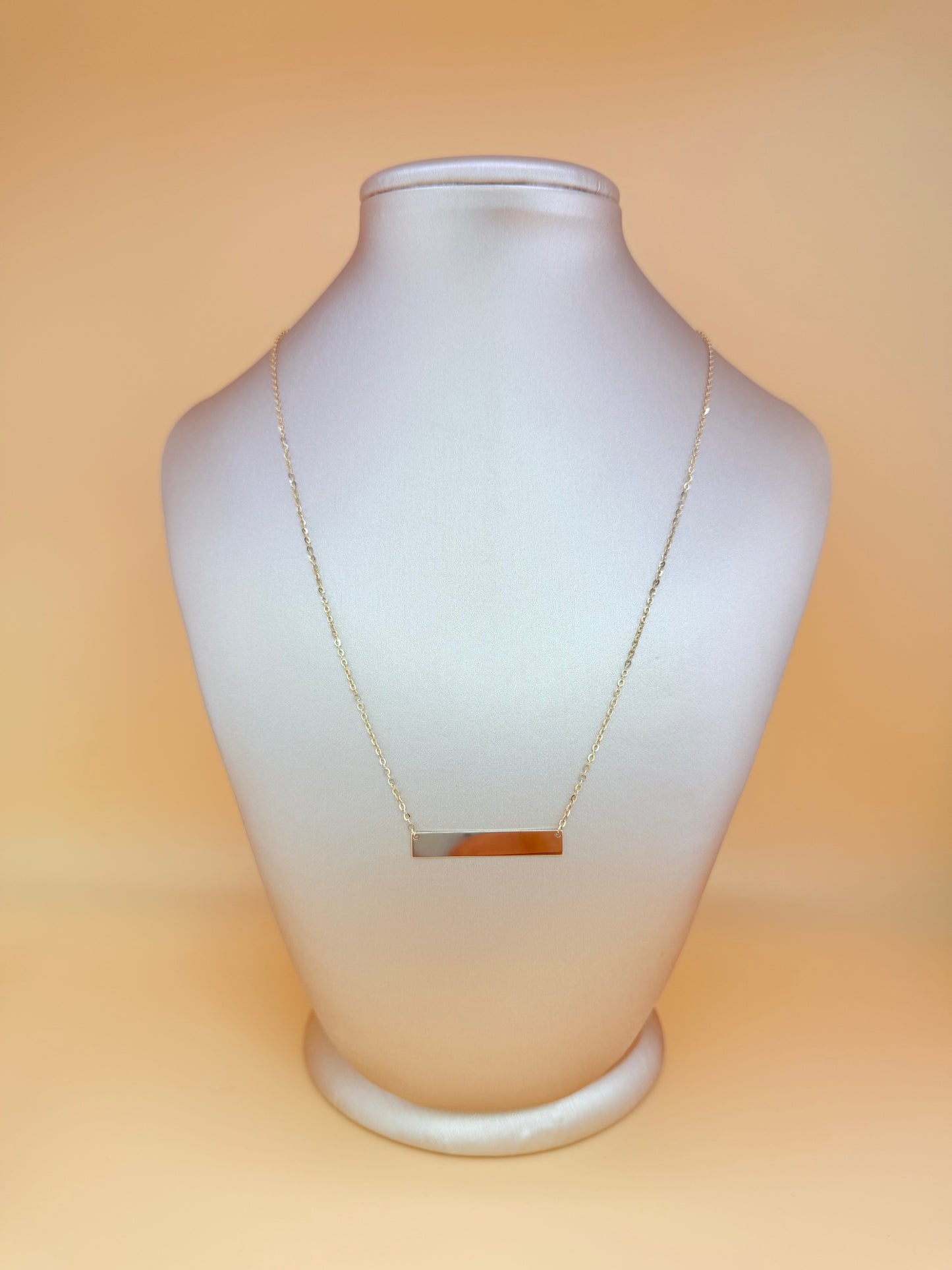 14K Solid Gold Chain with Customizable Nameplate, Adjustable 16”–18” Length. n