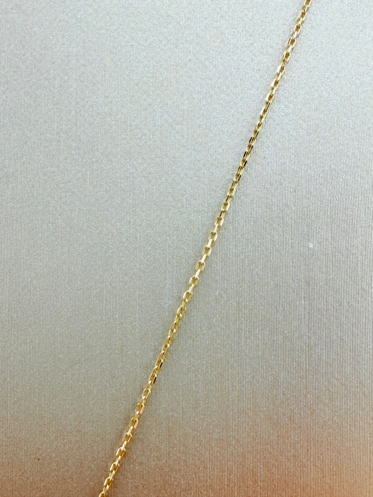 14kt Solid Gold Chain with Heart Pendant, Adjustable 16”–18” Length, 0.6mm Thick. n