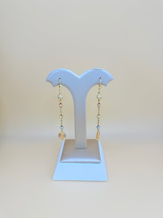 14kt Gold Long Our Lady of Guadalupe Earrings.