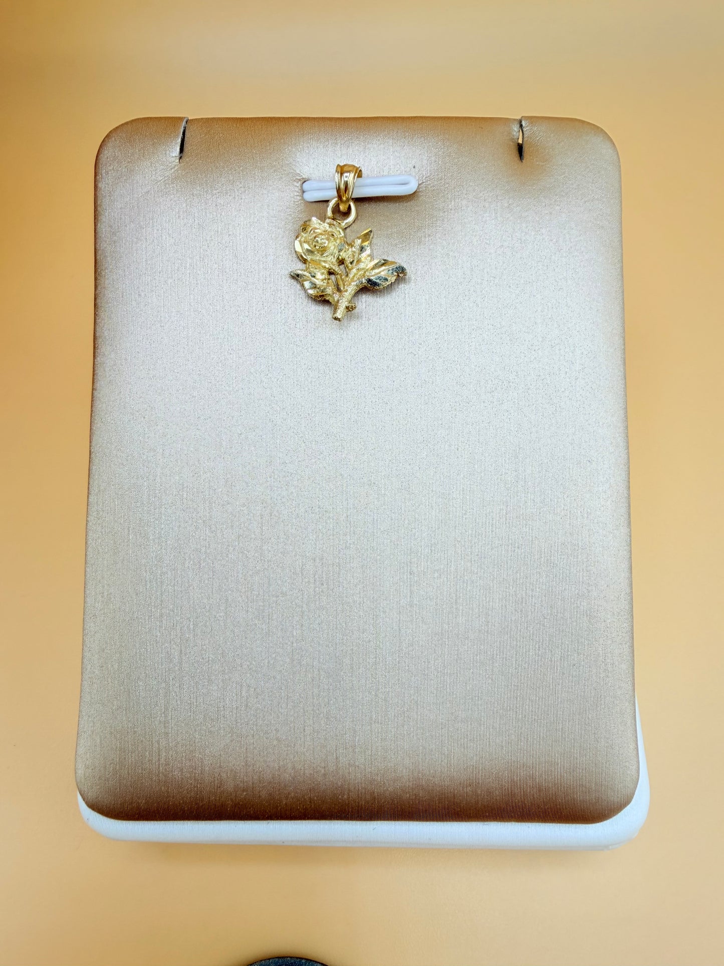 10K Solid Gold Rose Pendant, Fits Chains Up to 3mm Wide. ch