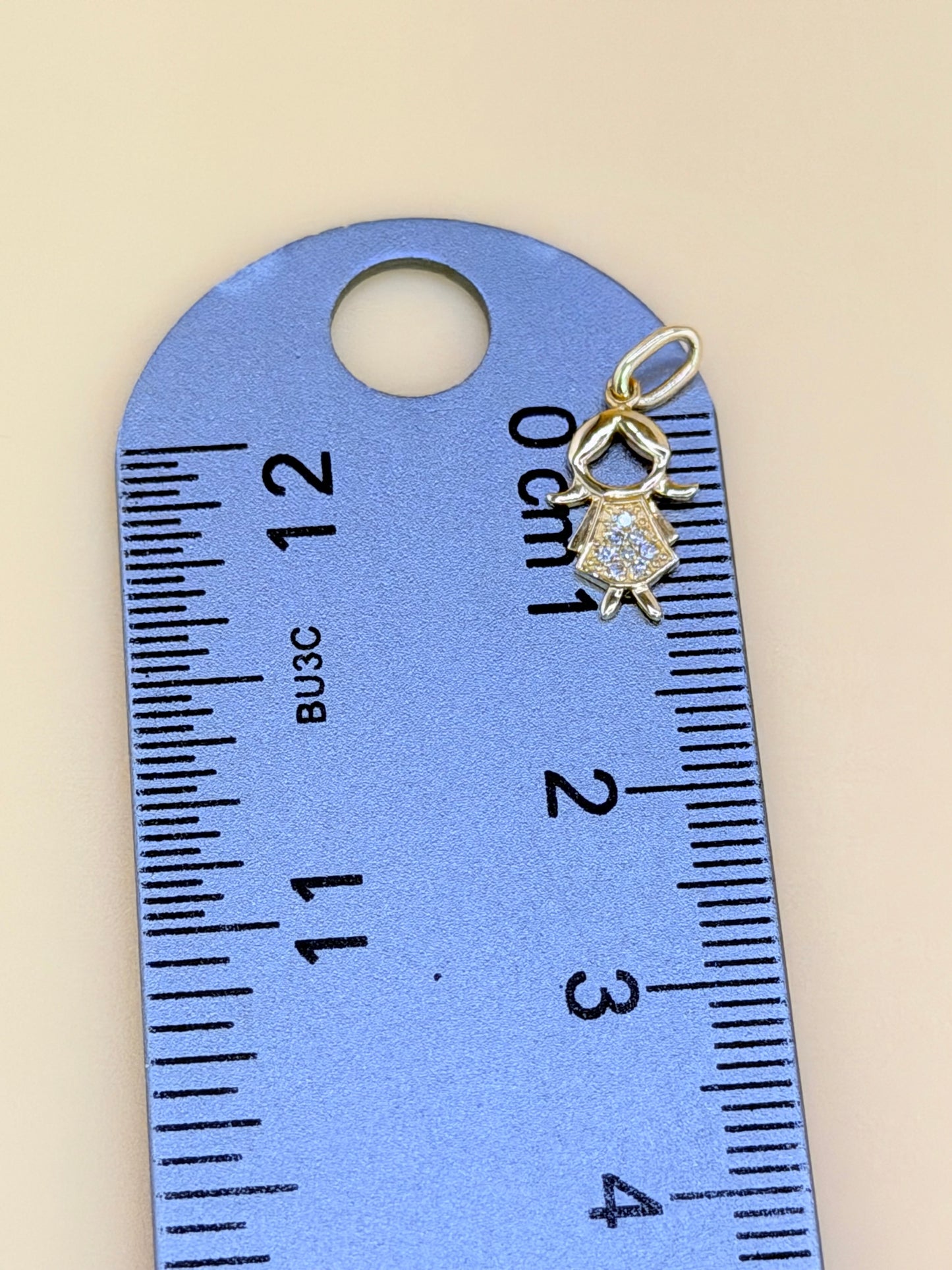 14K Gold Small Girl Pendant with Natural Diamonds, 0.03ct Total Natural Diamond Weight. ch