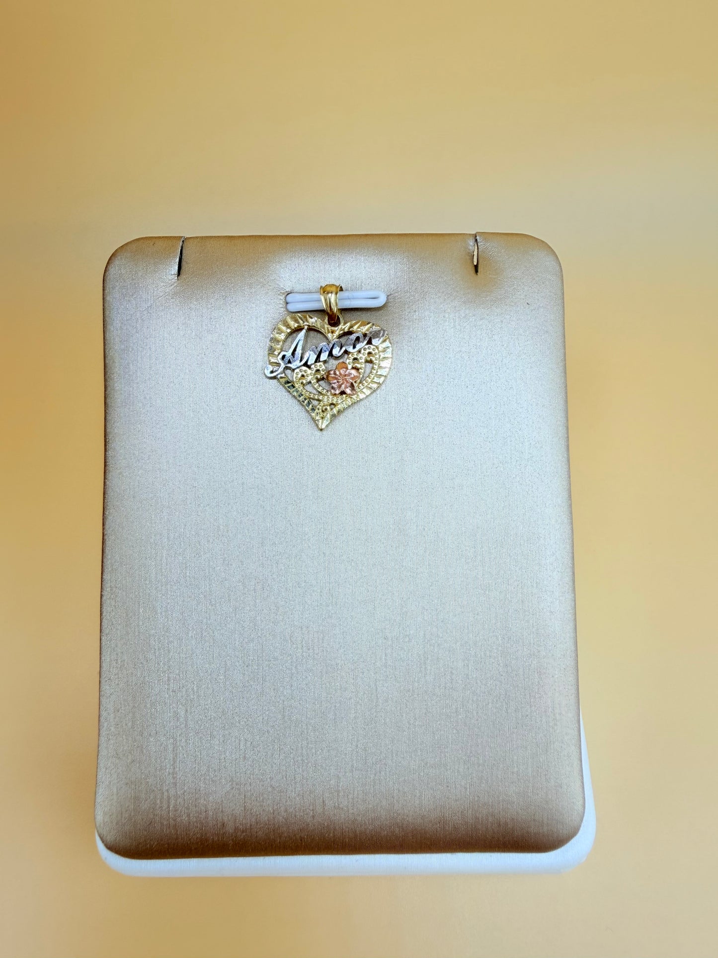 10K Solid Gold Heart Pendant, Fits Chains Up to 3mm Thick.