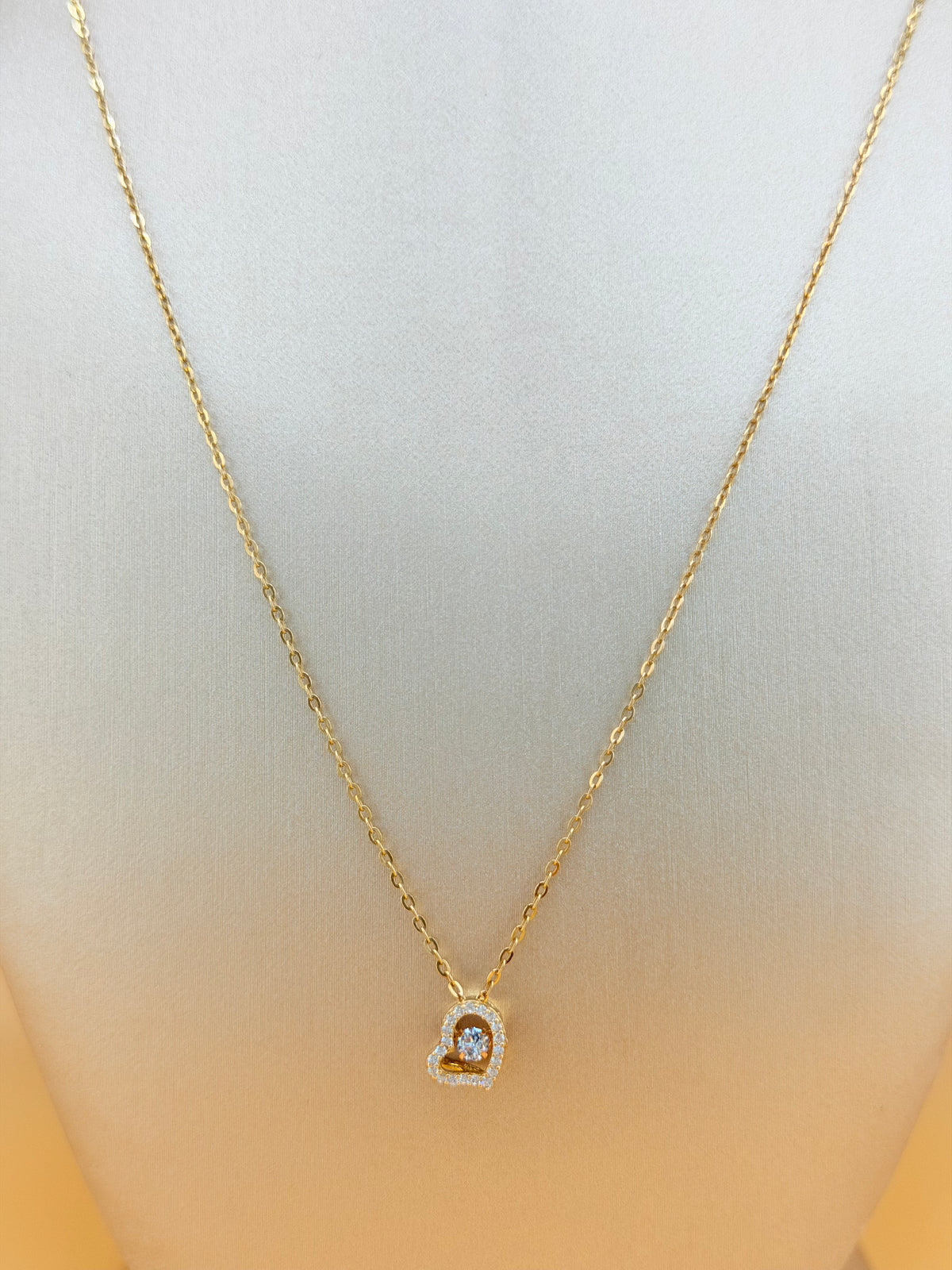 14K Solid Gold Chain with Small Heart Pendant, 18” Long, 1mm Thick. n