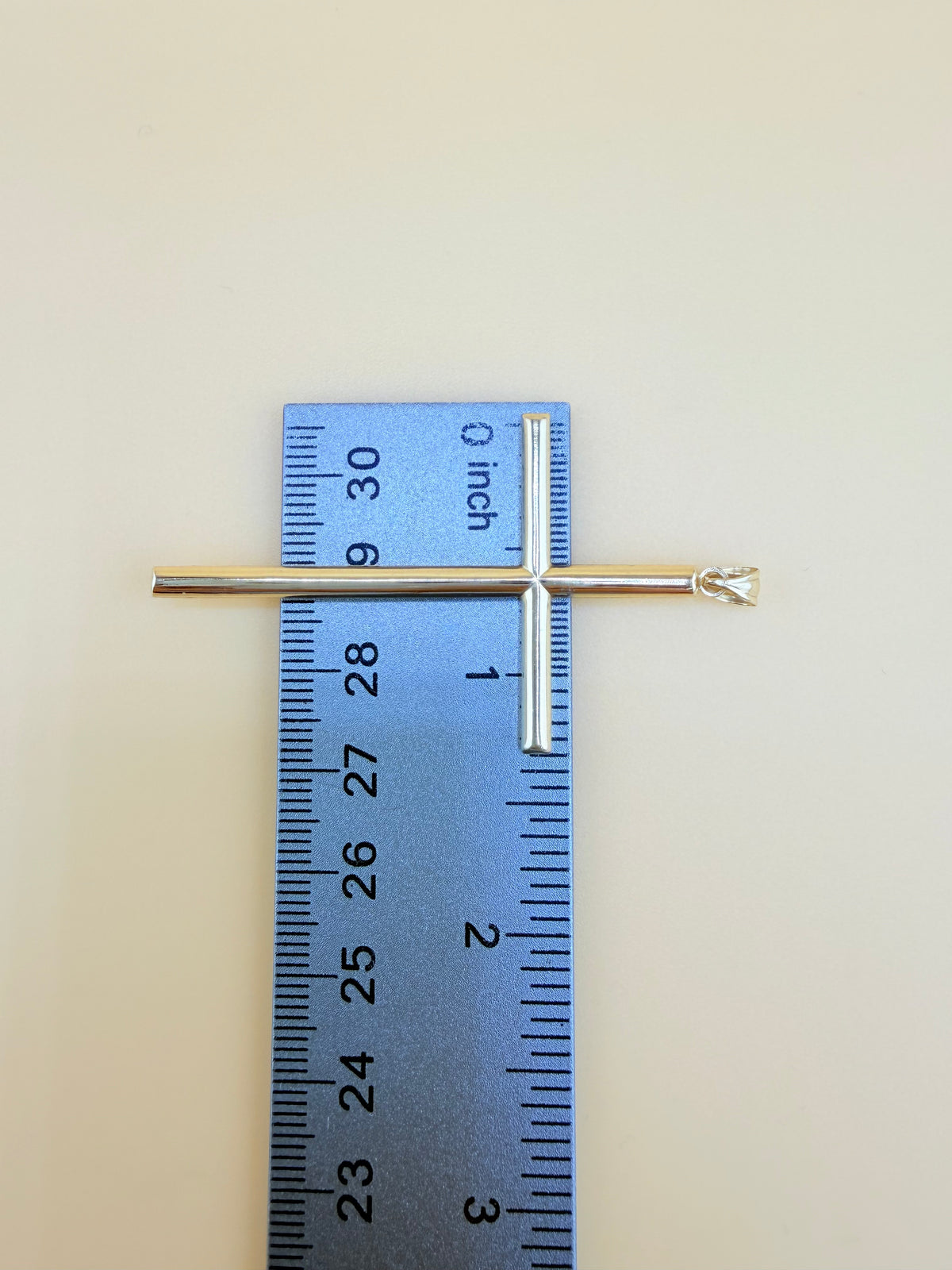 Large 10K Gold Cross, Semi-Solid, Fits Chains Up to 4.5mm Thick. ch