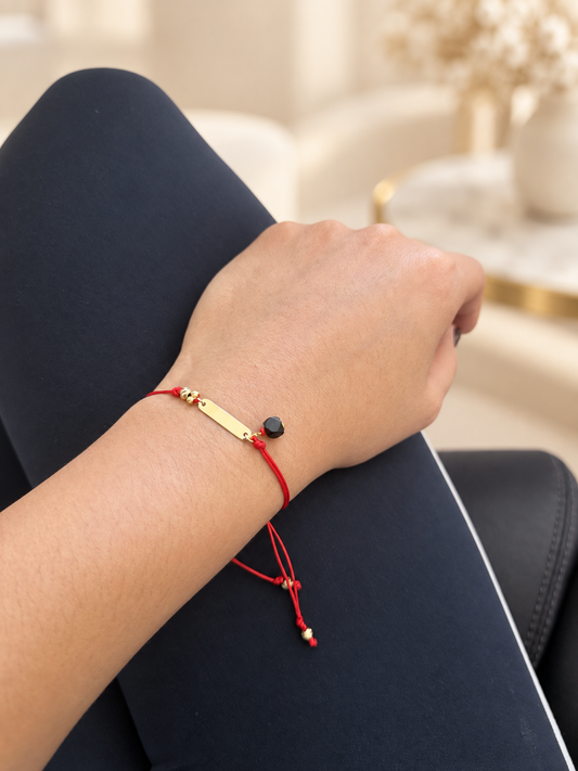 14K Solid Gold Adjustable Red String Bracelet