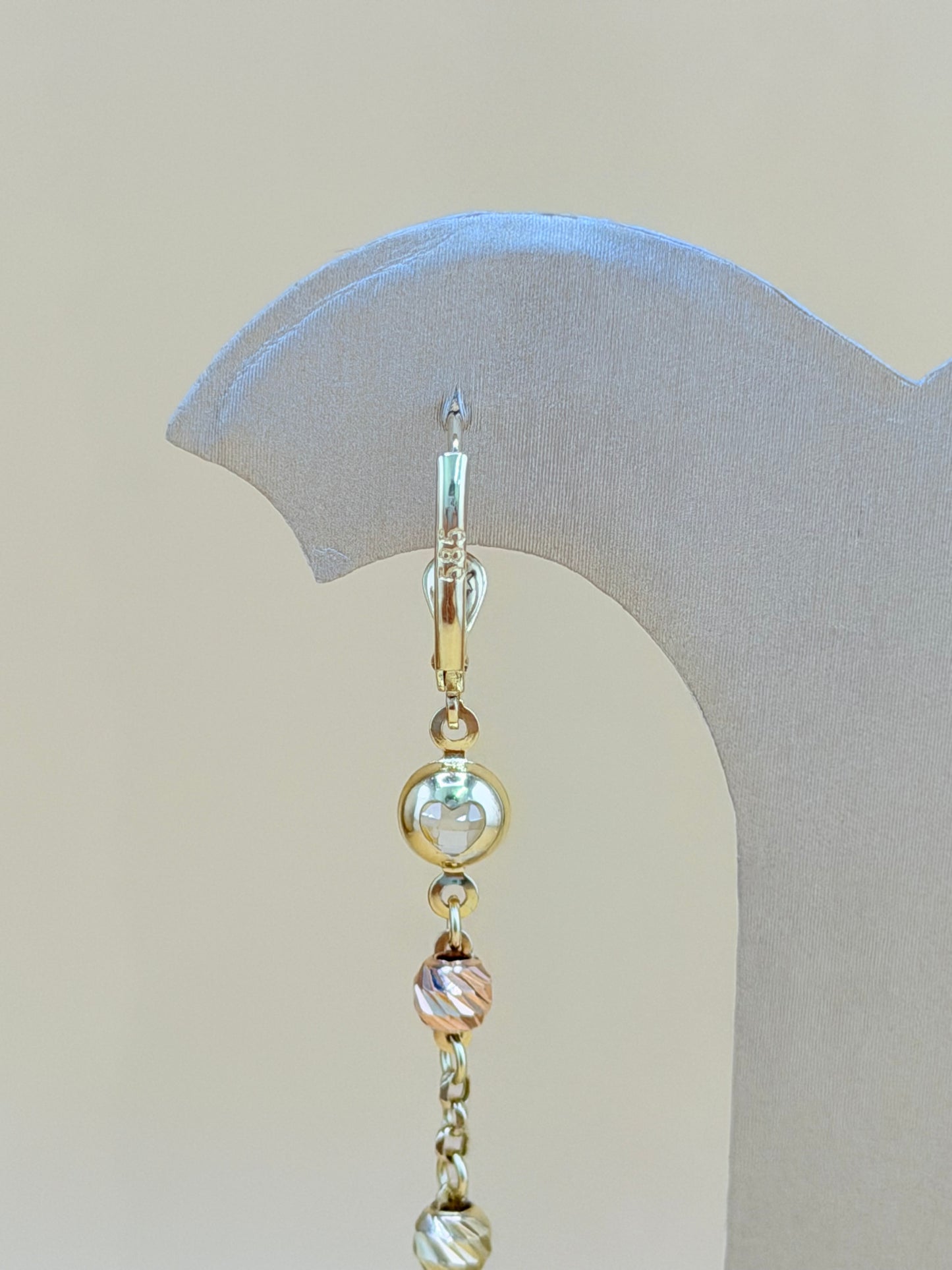 14kt Gold Long Our Lady of Guadalupe Earrings.