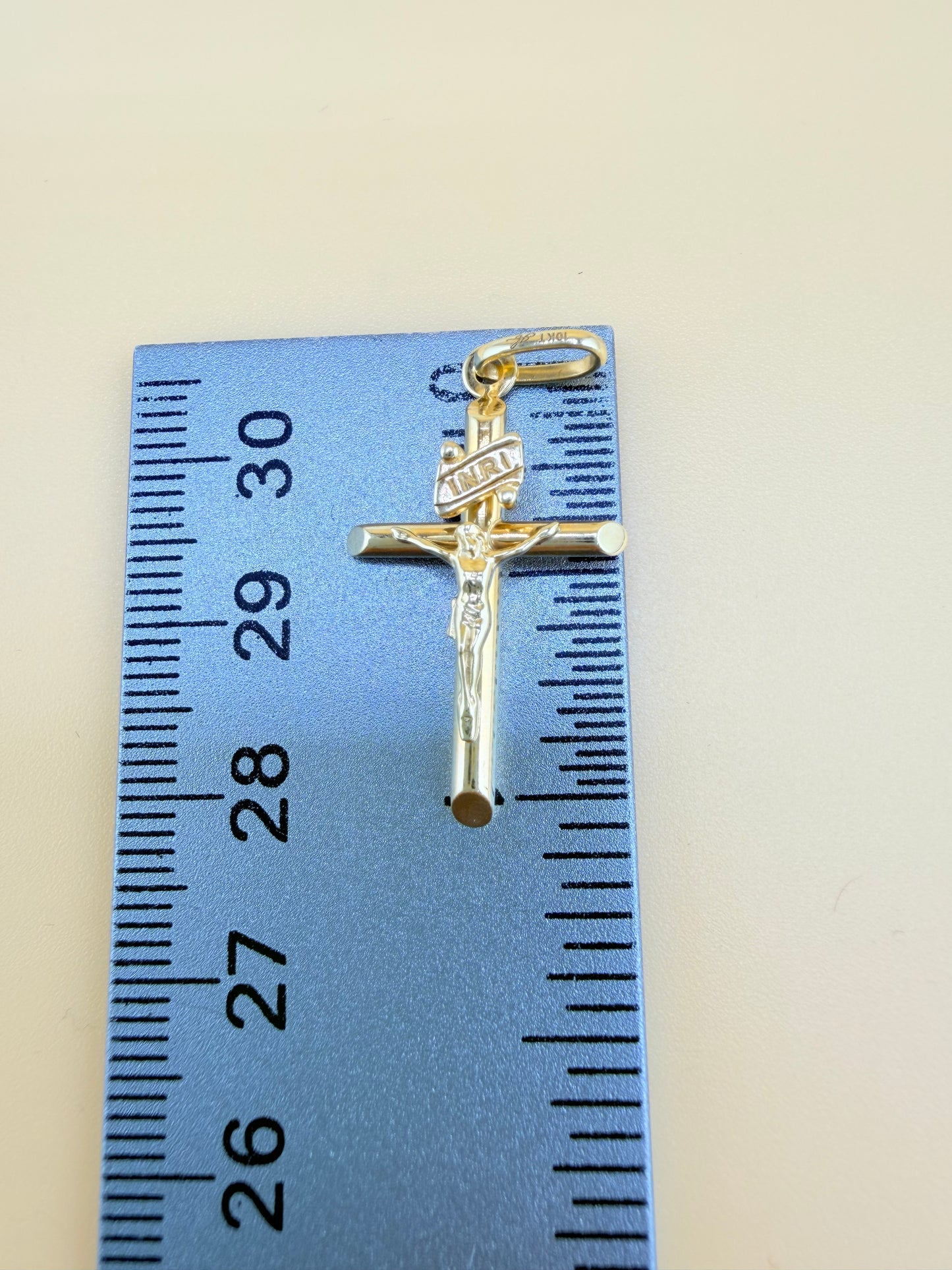 10K Semi-Solid Gold Crucifix Pendant, Fits Chains Up to 3mm Thick. ch