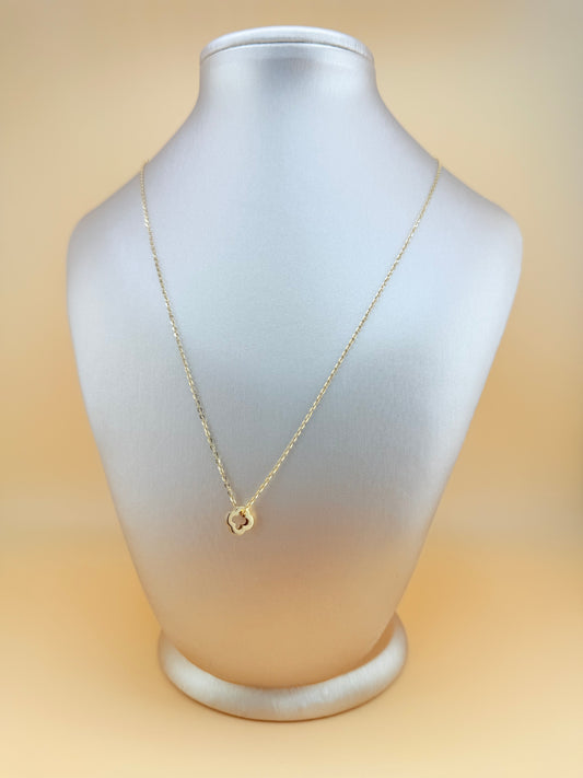 14K Solid Gold Chain with Small Clover Pendant, 18” Long, 1mm Thick. n