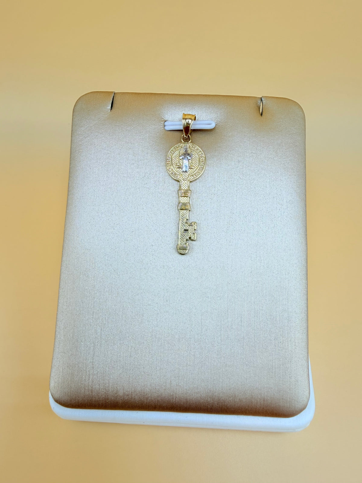 14K Solid Gold St. Benedict Key Pendant, Fits Chains Up to 3mm Thick. ch
