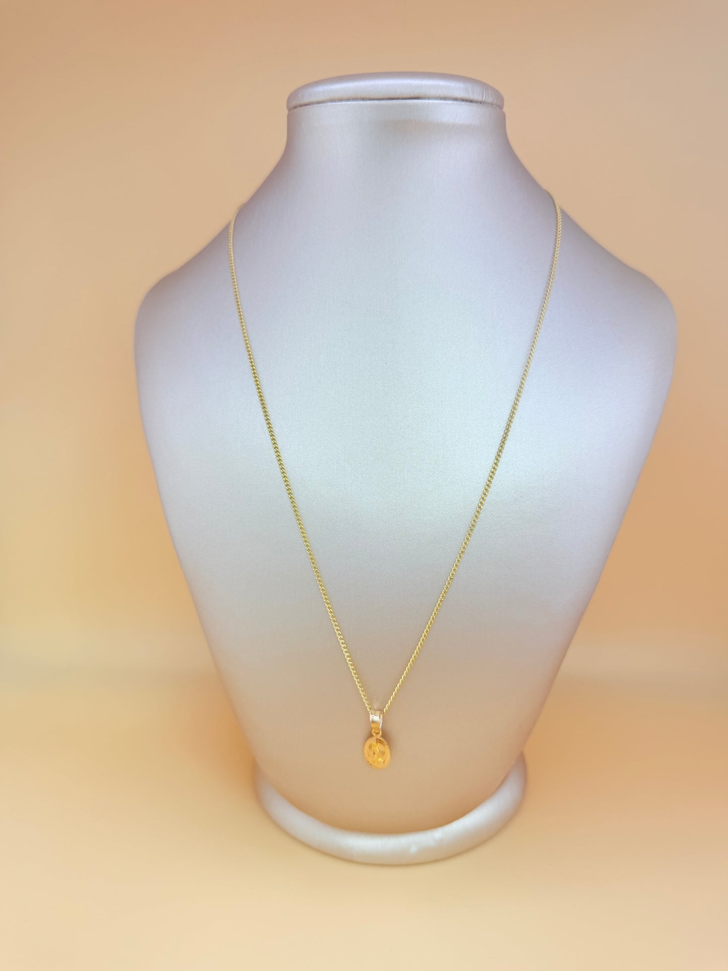 14K Semi-Solid Gold Chain with Saint Lazarus Pendant, 18” Long, 1.3mm Thick. ch