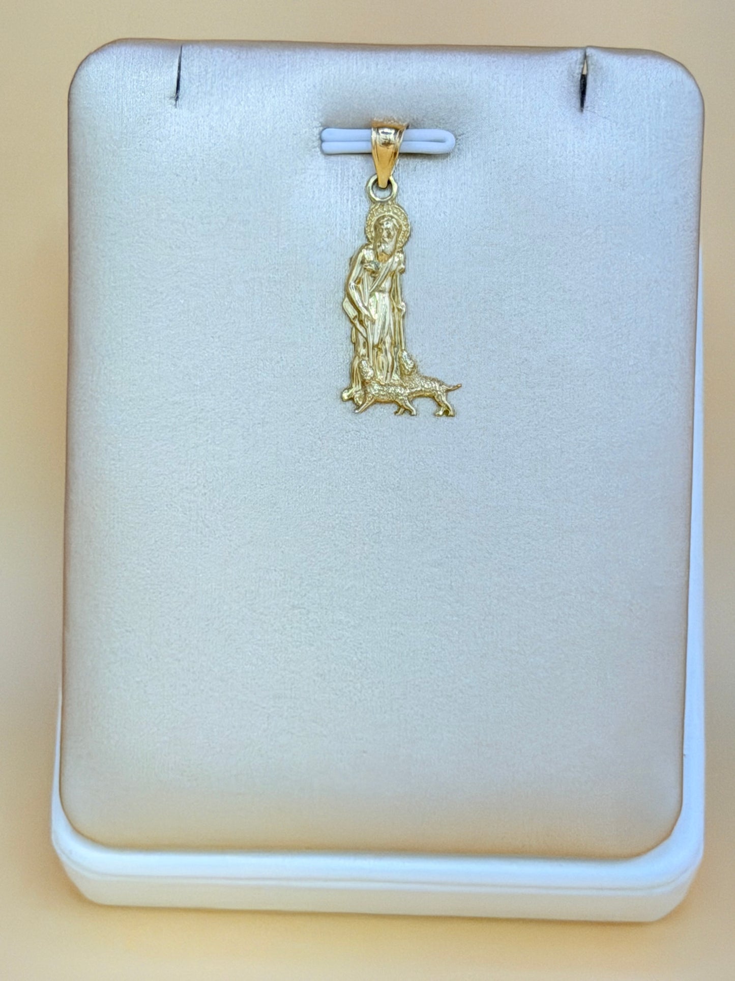 10K Gold Saint Lazarus Pendant, Fits Chains Up to 3mm Thick. ch